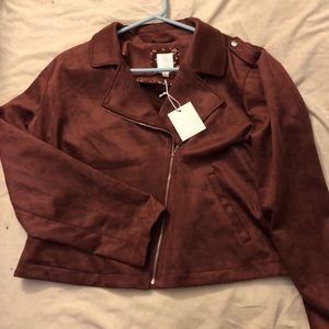 Lauren Conrad XXL plum faux leather jacket